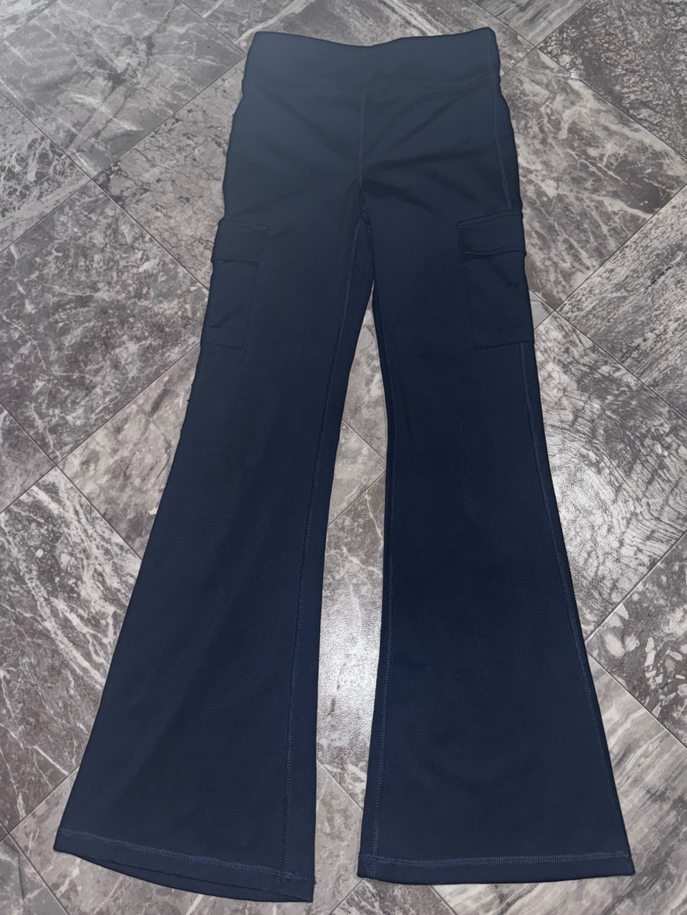 Yogalicious Girls Navy Blue Flare Leggings Size L 12 Cargo Pocket Yoga Pants
